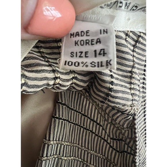 Vintage Geoffrey Beene 14 Gold Stripe Long Aleeve Silk  Shift Dress w - Picture 12 of 13